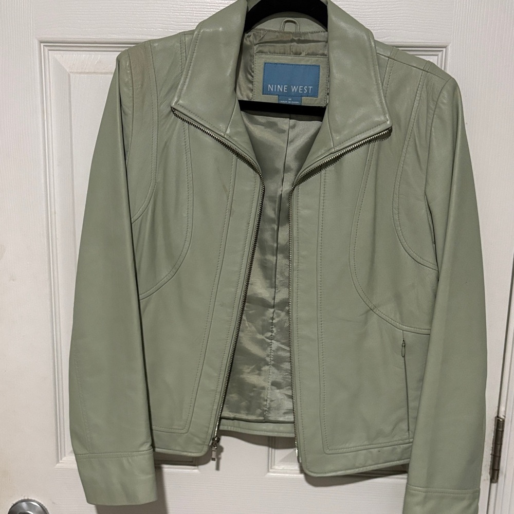 Nine West Women's Light Green Leather Jacket